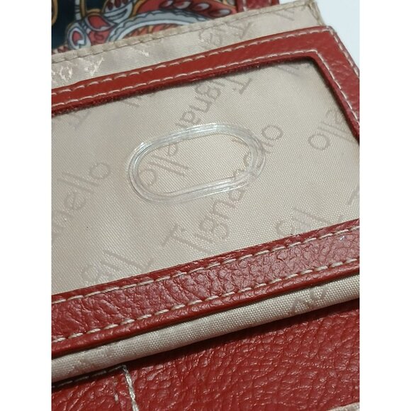 Tignanello Genuine Leather Red Trifold Wallet With Snap Closure & Silver Logo - Picture 10 of 16